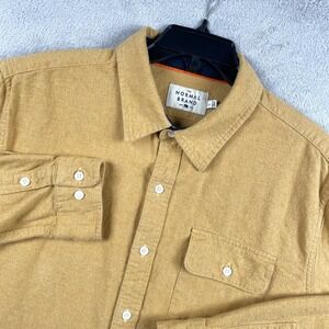 The Normal Brand Chamois Shirt Mens Large Yellow Button Up Flannel Pocket